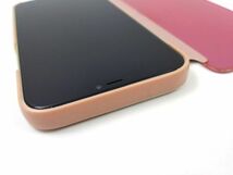 iPhone 12 Pro Max用 鏡面 手帳型ミラーフリップケース カバー 半透明 ピンク_画像6