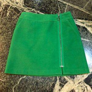 【極美品】simplicite★シンプリシテェ フロントジップスカート 台形スカート 36サイズ Sサイズ相当 フロントファスナー 緑 グリーン