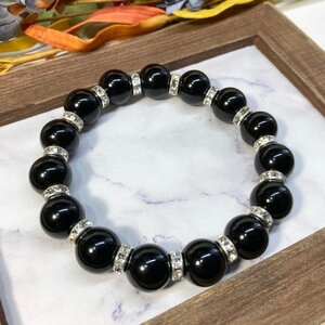 Bracelet Onyx Power Stone Браслет 12 мм натуральный каменный дыхание (серебряное) Восстановление дыхание мужчин мужчин мужчин Женщины Злая оплата