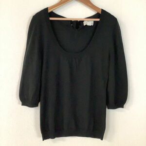  superior article Kumikyoku Kumikyoku back ribbon short sleeves knitted lady's size 2 M black 