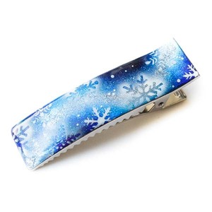 Art hand Auction Hand-painted hair clip with snowflake and silver foil, Handmade, Accessories (for women), hair accessory