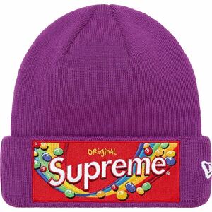 【新品未使用】 21AW 22 新品 SUPREME シュプリーム SKITTLES NEW ERA BEANIE ビーニー ニット帽 ぼうし 帽子 ニューエラ PURPLE 紫色