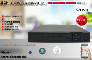 8chデジタルビデオレコーダーH.265 500万画素カメラ対応AHDシリーズ 多信号対応 遠隔監視対応 HDMI 最大8TB対応1080N 500W-N
