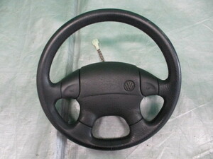 ③ Heisei era 9 year Golf 3 1HABF original leather leather steering gear steering wheel Junk * inflator lack of 