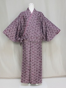 新柄二部式着物 G1118-05L 送料無料 Ｌサイズ 帯不要のきもの 小紋紋柄の洗える着物 紫色の二部式きもの　