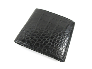 ②【JRA】クロコダイル 無双 二つ折り メンズ 財布 マット ブラック 未使用品