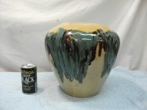 陶器製　花器　花瓶　壺型　在銘　高さ24㎝　検　工芸　陶芸　陶磁　インテリア　コレクション　和