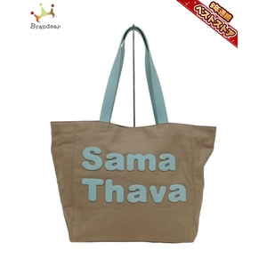 Большая сумка Samantha Thavasa - плотная ткань x синтетическая кожа Бежевая x светло-зеленая сумка в хорошем состоянии Samantha Thavasa, сумка, сумка, большая сумка