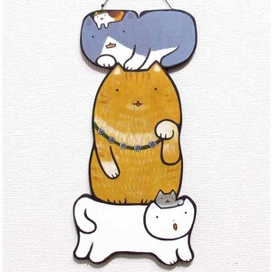 【GINZA絵画館】送料無料！伊藤香奈　油絵「なにぬねこ　ガーランド」ネコ・猫・現代美術・１点もの　AC4S8N4S9V