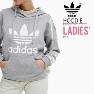 ■新品■adidas アディダス TREFOIL HOODIE WOMENS トレフォイル フーディー WOMENS XL スウェット パーカー プルオーバー グレー BP9486