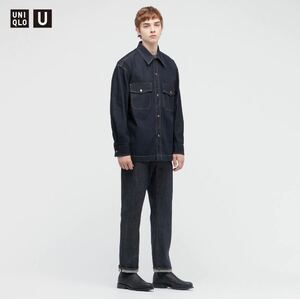 新品　ユニクロU UNIQLO U 2021秋冬AW デニムオーバーサイズシャツ　69ネイビーNAVY Lサイズ