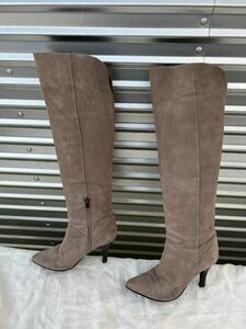 * Ginza kanematsu suede beige long boots 23 centimeter *A-2244