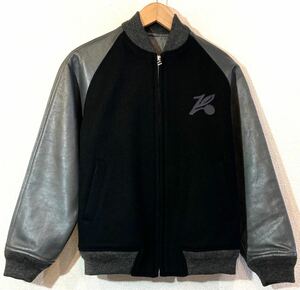 VARSITY JACKET! original leather stadium jumper! bar City jacket! black! gray! black! ash 