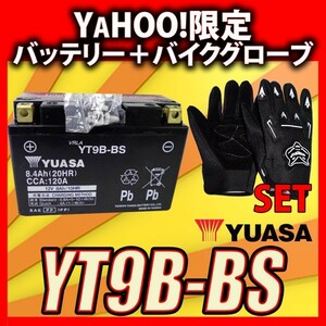 グローブ付！ 台湾 YUASA ユアサ YT9B-BS 互換 YT9B-4 FT9B-4 GT9B-4 初期充電済 即使用可能 マジェスティ SGO3J