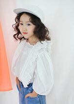 特価 即日発送可 韓国子供服 BIEN A BIEN ブラウス レース 女の子 ガールズ ひらひら ガーリー フェミニン ナチュラル系 子供服_画像1