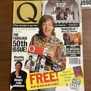 B2432　1990 年「Q」Q誌 英国月刊音楽雑誌　イギリス　英国　ビンテージ ロック　エンターテインメント 音楽 洋楽 Q MAGAZINE バンド