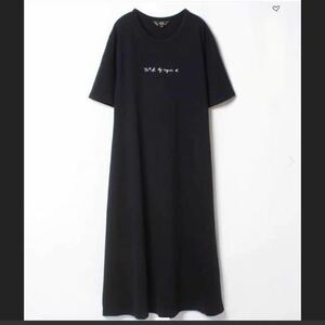 [ new goods tag attaching unopened ] Agnes * beige * short sleeves cut and sewn long One-piece black free size 