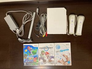 【お得セット】 任天堂Wii　本体　ソフト3本セット　すぐ遊べる　マリオカート　マリオ　ギャラクシー2 Wiiスポーツ