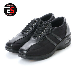 * new goods *[17444_BLACK_24.5] woman casual shoes light weight & soft feeling air cushion sole race up type 