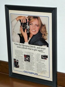 1981年 USA 洋書雑誌広告 額装品 OLYMPUS OM10 オリンパス / 検索用 Cheryl Tiegs 店舗 ガレージ ディスプレイ 看板 装飾 サイン (A4size)