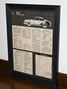 1976年 USA 洋書雑誌記事 諸元 スペック 額装品 Porsche Turbo Carrera ポルシェ ターボ カレラ / 検索用 店舗 ガレージ ディスプレイ (A4)
