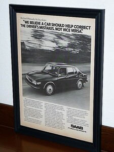 1976年 USA '70s vintage 洋書雑誌広告 額装品 Saab 99 サーブ / 検索用 店舗 ガレージ 看板 ディスプレイ 装飾 サイン (A4size)