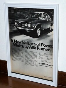 1976年 USA 70s 洋書雑誌広告 額装品 Alfa Romeo Alfetta アルファロメオ アルフェッタ / 検索 店舗 ガレージ 看板 ディスプレイ 装飾 (A4)