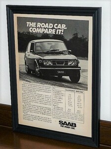 1976年 USA 70s vintage 洋書雑誌広告 額装品 SAAB 99 EMS サーブ / 検索用 店舗 ガレージ 看板 ディスプレイ 装飾 サイン (A4size)