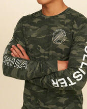 * ラスト * HOLLISTER ホリスター クルーネック グラフィック Tシャツ GRAPHIC LONG SLEEVE TEE 長袖 ロンT S / 迷彩 Camo *_画像1