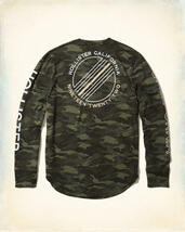 * ラスト * HOLLISTER ホリスター クルーネック グラフィック Tシャツ GRAPHIC LONG SLEEVE TEE 長袖 ロンT S / 迷彩 Camo *_画像2