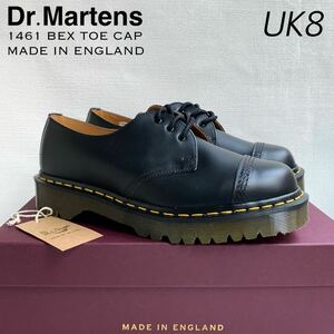 新品 英国製 Dr.Martens ドクターマーチン 1461 ベックス トゥキャップ 3ホール シューズ UK8 定3.41万 黒 メンズ BEX TOE CAP 厚底 UK製