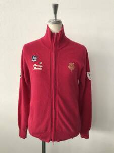 BEAMS GOLF Beams Golf lady's badge attaching full Zip cashmere 100% knitted jacket superior article size M