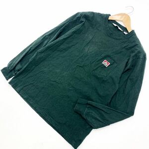 ベンデイビス ★ BEN DAVIS 古着らしい風合い◎ ロンT ポケット 長袖 Tシャツ グリーン L アメカジ ストリート スケーター 古着MIX■AD140