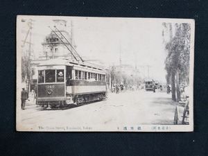 ｈ▲　戦前絵葉書　東京名所　銀座通り　路面電車　建造物　街並み　風景　光景　景色　/pc122