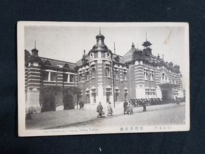 ｈ▲　戦前絵葉書　東京名所　新橋停車場　建造物　駅舎　人力車　風景　光景　景色　/pc122