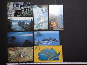 ｆ▲　昭和の絵葉書　粟島　7枚　たそがれと漁火　岩ゆり　粟島灯台　景色　風景　光景　新潟県　/Ｉ上③