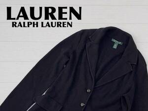 ☆送料無料☆ LAUREN RALPH LAUREN ローレン ラルフローレン USA直輸入 古着 ニット ジャケット レディース S ブラック トップス 中古 即決