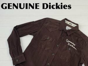 ☆送料無料☆ GENUINE Dickies ジェニュイン ディッキーズ 古着 長袖 コーデュロイ シャツ メンズ M ブラウン トップス 中古 即決