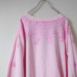 刺繍スウェット　ピンク　フラワー刺繍　/N5557