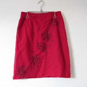 ANN TAYLOR LOFT ウールスカート　ボルドー　刺繍　ミニスカート　/N5679