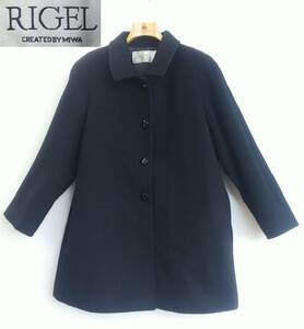 ■RIGEL*Mサイズ*ウールコート*アンゴラ混*肩パッド入り*ショート丈*黒*上品*冠婚葬祭フォーマル*ブラック*アウター*リゲル　”4724