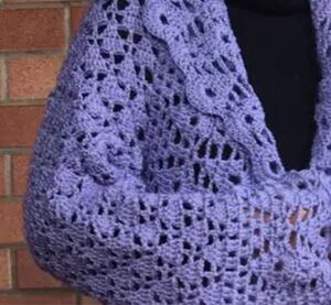 ハンドメイド 手作り 手編み パープルの個性派ニットジャケット