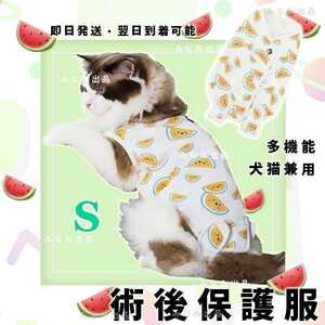 新入荷 猫犬 術後服 ウェア 離乳 避妊　手術 雄雌 エレザべスカラースイカs