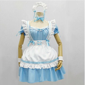 [.] One-piece made clothes Lolita an educational institution festival Halloween festival Event costume play clothes light blue 
