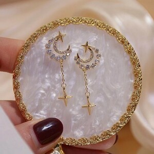  earrings S925 needle moon star high class month fashion lady's klieitib design jewelry high quality micro . eye zircon #C606-2