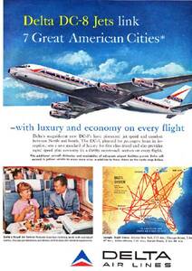 ●281F　1959年のレトロ広告　デルタ航空 DC-8　DELTA AIR LINES