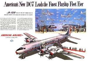 ●383F　1954年のレトロ広告　アメリカン航空　DC-7