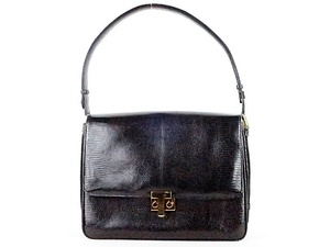 [Beauty] TIFFANY & Co. Tiffany Lizard Leather Hand Shoulder Bag Shoulder Bag Brand Black x Gold Metal Fittings [EB29], Tiffany, Bag, Bag