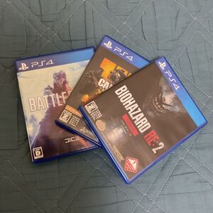 PS4ソフト×3 「バイオハザードRE:2 Z VER」「Battlefield」「コールオブデューティブラックオプス4」