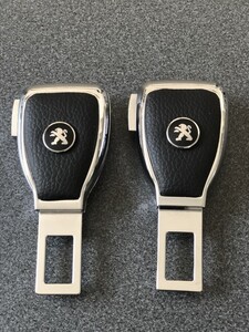 プジョー PEUGEOT 2個 横押し シートベルト エクステンダー バックル コネクタソケット 延長ソケット 合金 レザー製